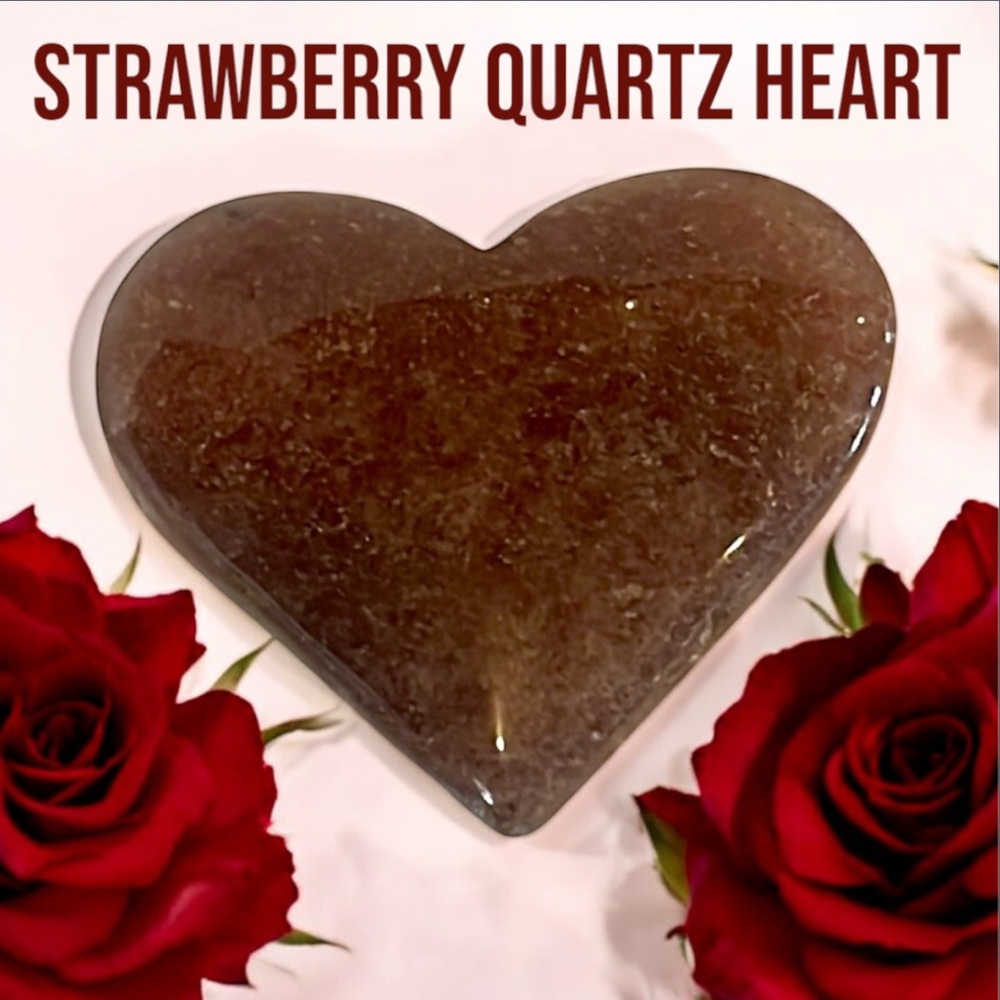 Strawberry Quartz Heart Carving NWOT